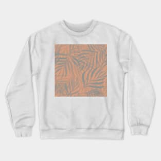 Digital palm leaves in blue and coral Crewneck Sweatshirt